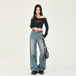 Faded Whiskers Straight Leg Jeans-INNBLAC Fashion Apparel