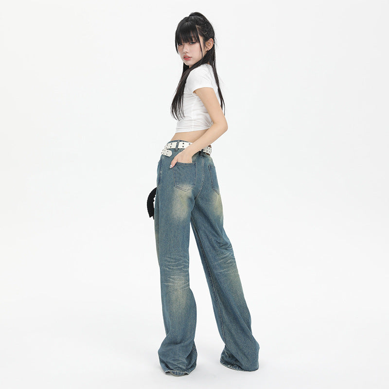 Faded Whiskers Straight Leg Jeans-INNBLAC Fashion Apparel
