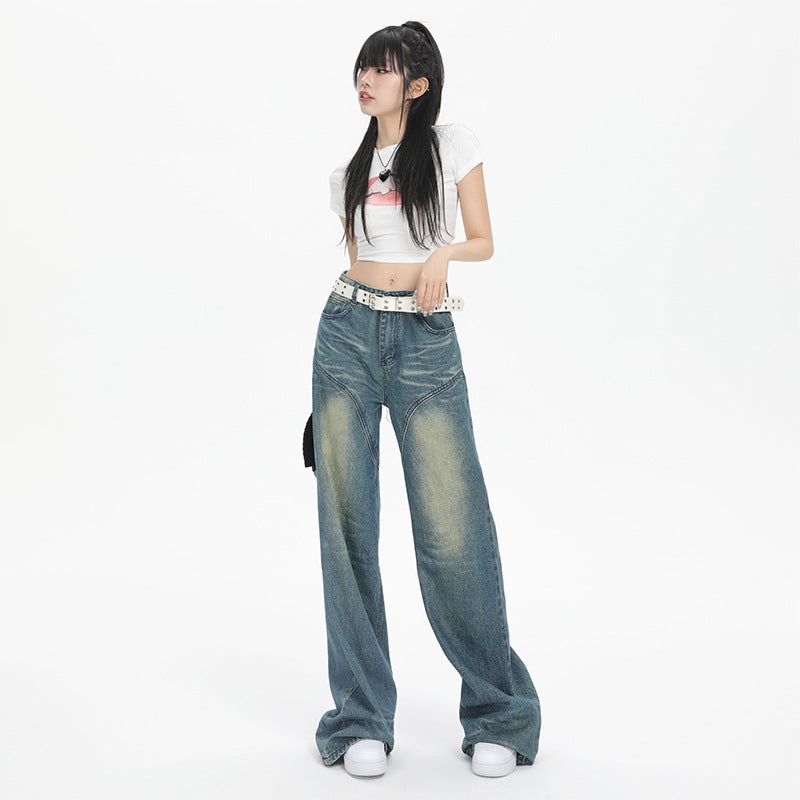 Faded Whiskers Straight Leg Jeans-INNBLAC Fashion Apparel