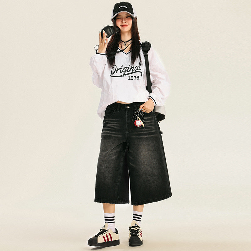 Faded Wide Leg Cropped Jeans-INNBLAC Fashion Apparel