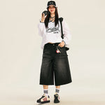Faded Wide Leg Cropped Jeans-INNBLAC Fashion Apparel