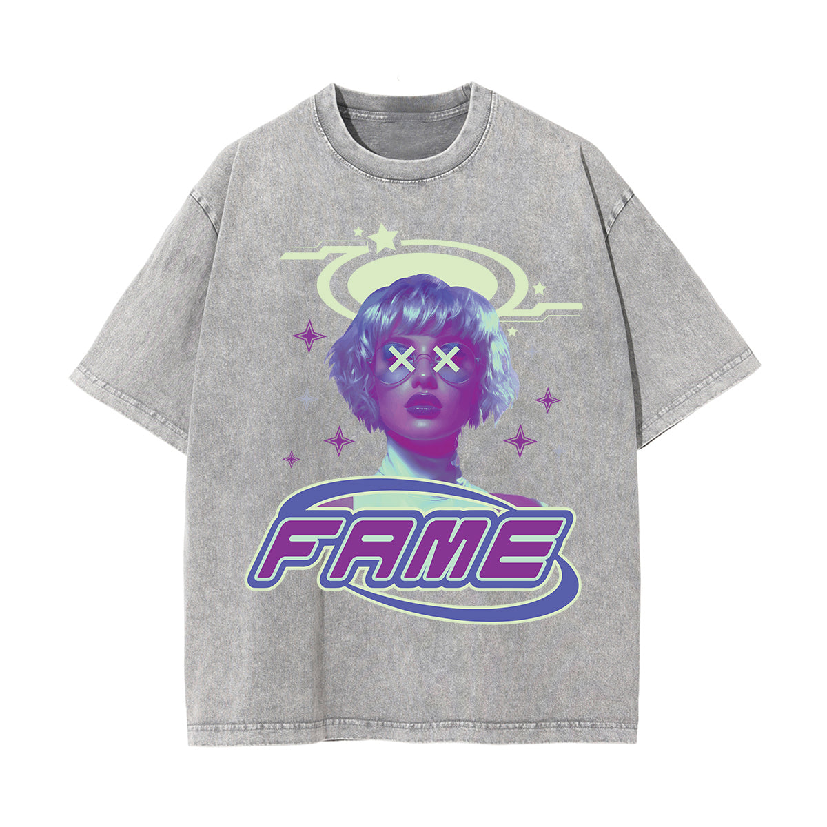 Fame Girl Y2K Streetwear Chrome Graphic Tee-INNBLAC Fashion Apparel