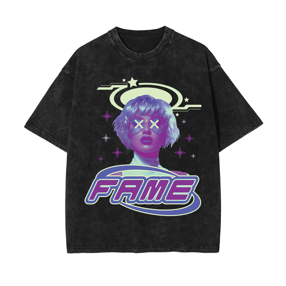 Fame Girl Y2K Streetwear Chrome Graphic Tee-INNBLAC Fashion Apparel