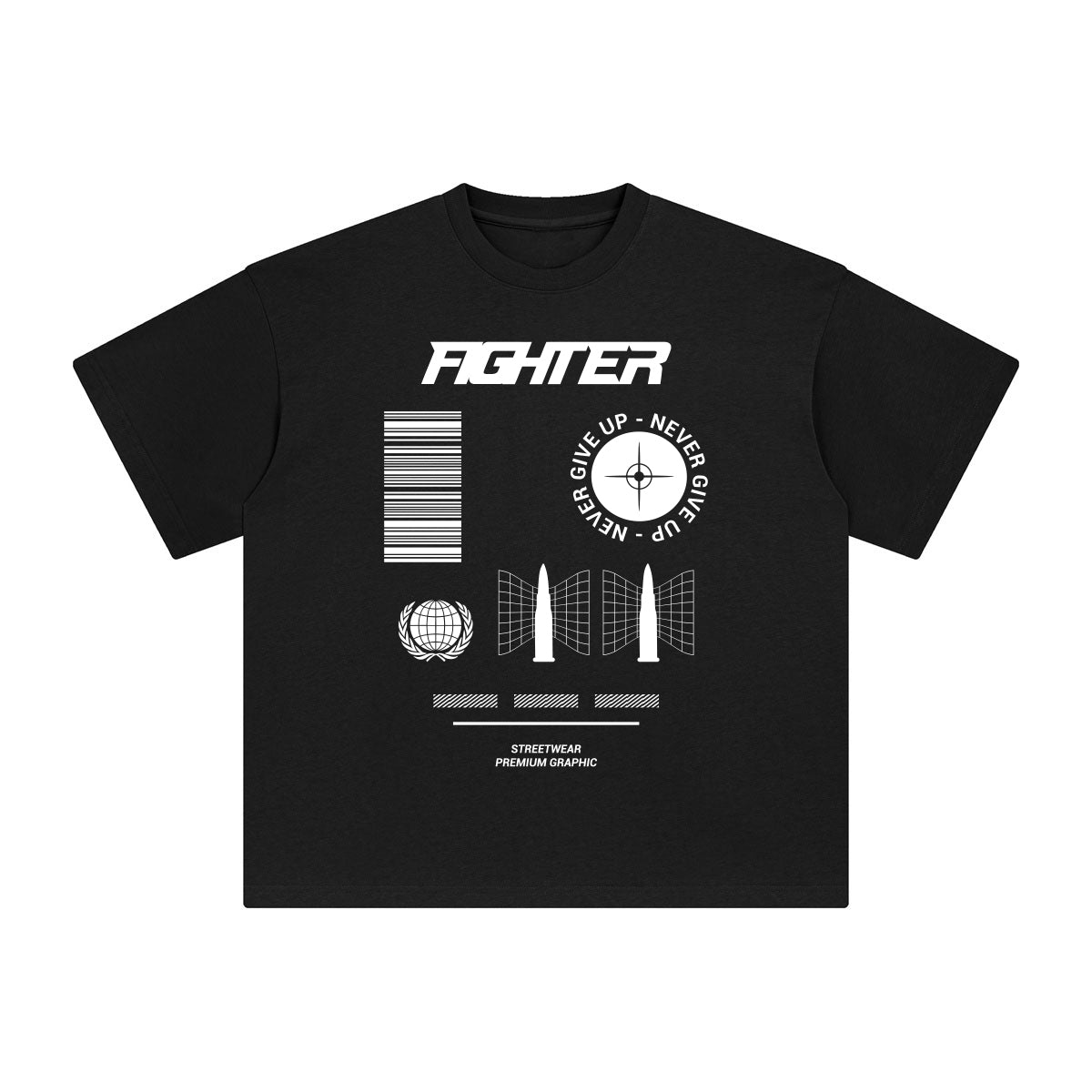 Fighter Never Give Up Abstract Graphic Tee-INNBLAC Fashion Apparel