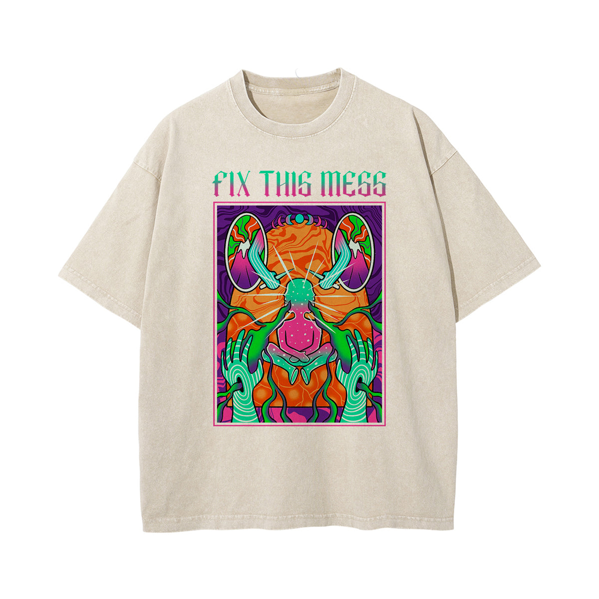 Fix This Mess Washed Graphic Tee-INNBLAC Fashion Apparel