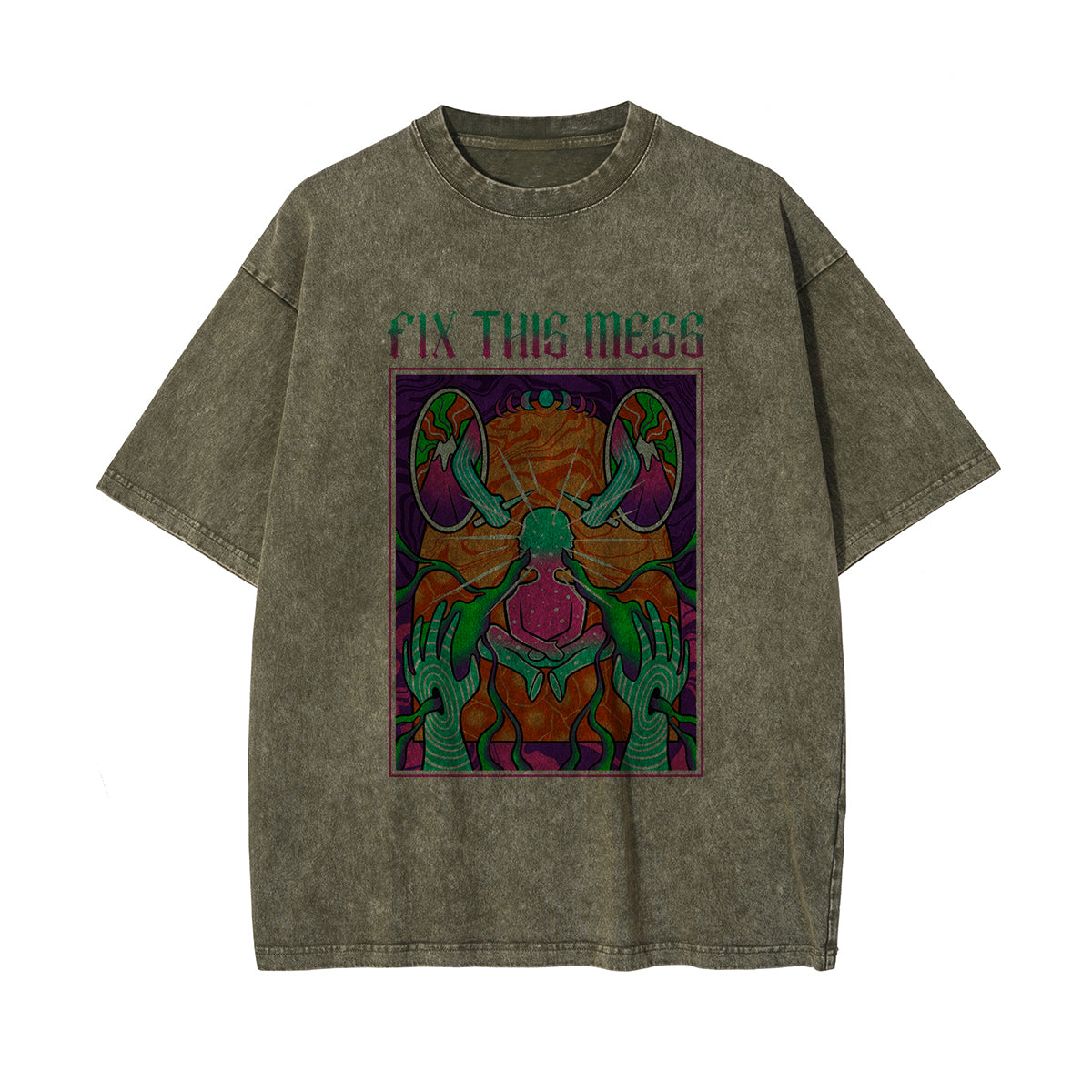 Fix This Mess Washed Graphic Tee-INNBLAC Fashion Apparel
