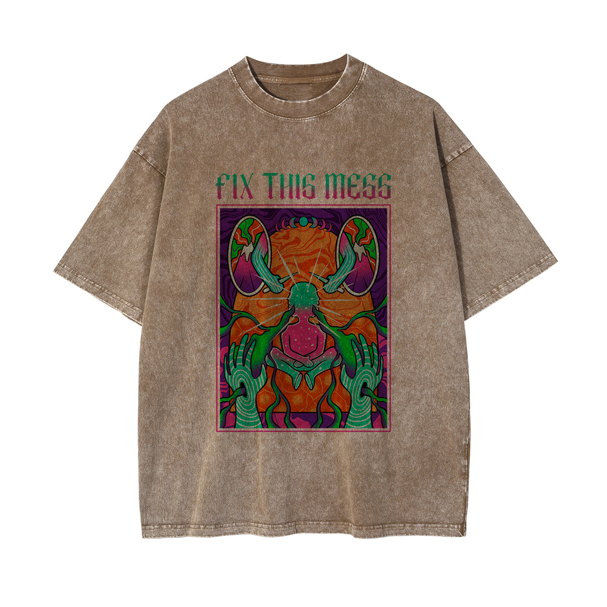 Fix This Mess Washed Graphic Tee-INNBLAC Fashion Apparel