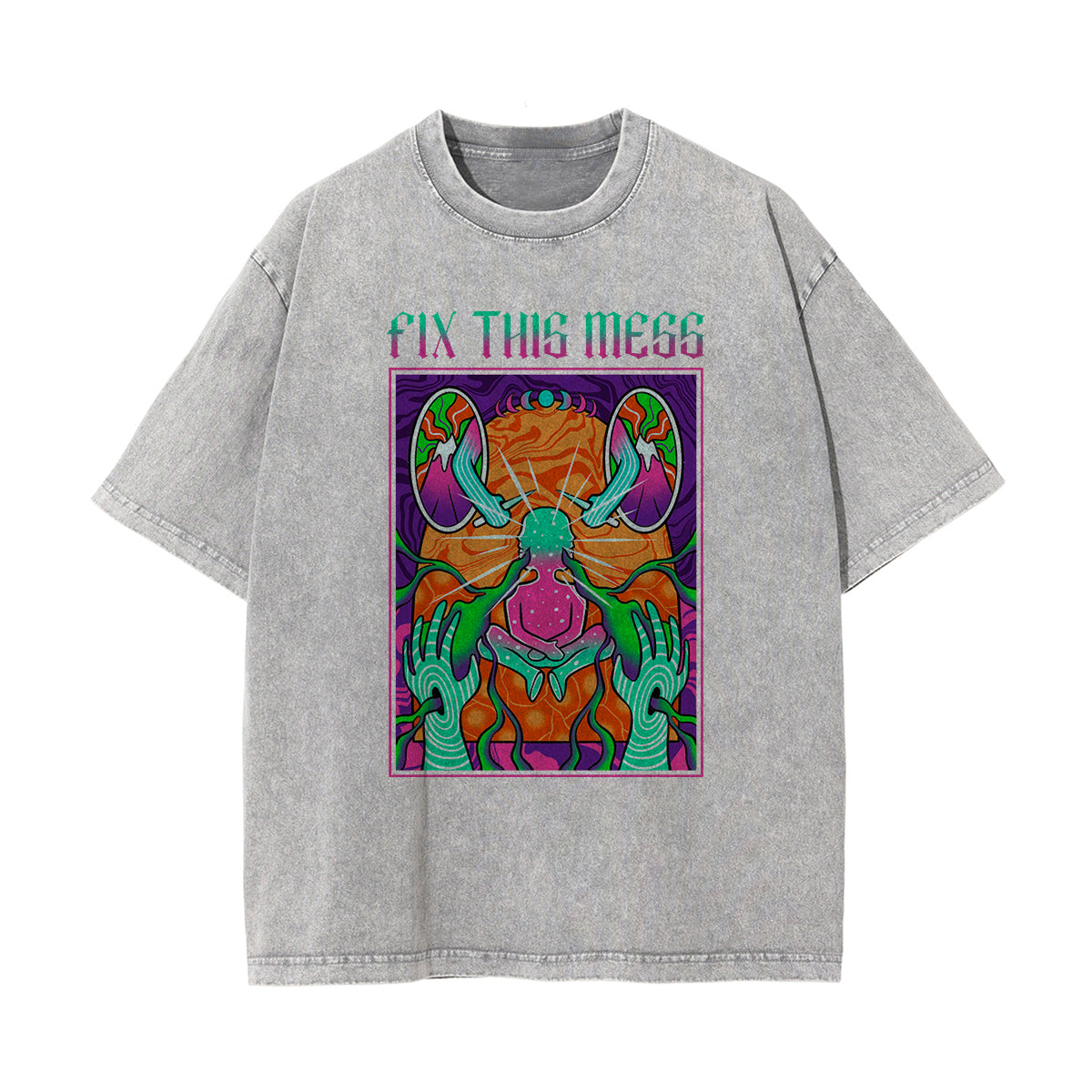 Fix This Mess Washed Graphic Tee-INNBLAC Fashion Apparel