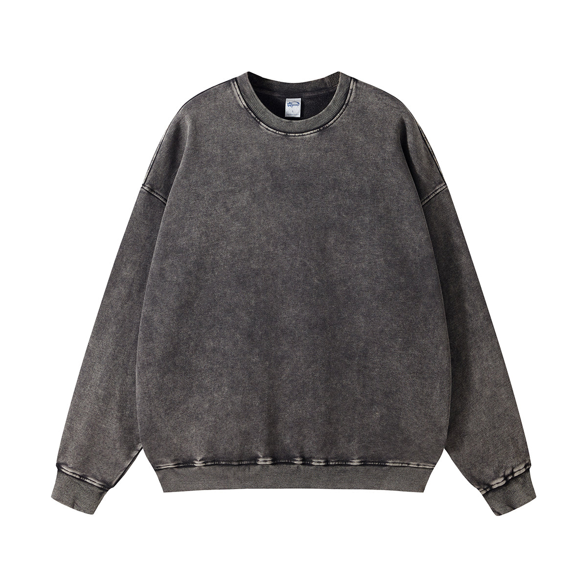Washed Faded Crew Neck Sweatshirt-INNBLAC Fashion Apparel