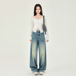 Front Seam High Rise Baggy Jeans-INNBLAC Fashion Apparel