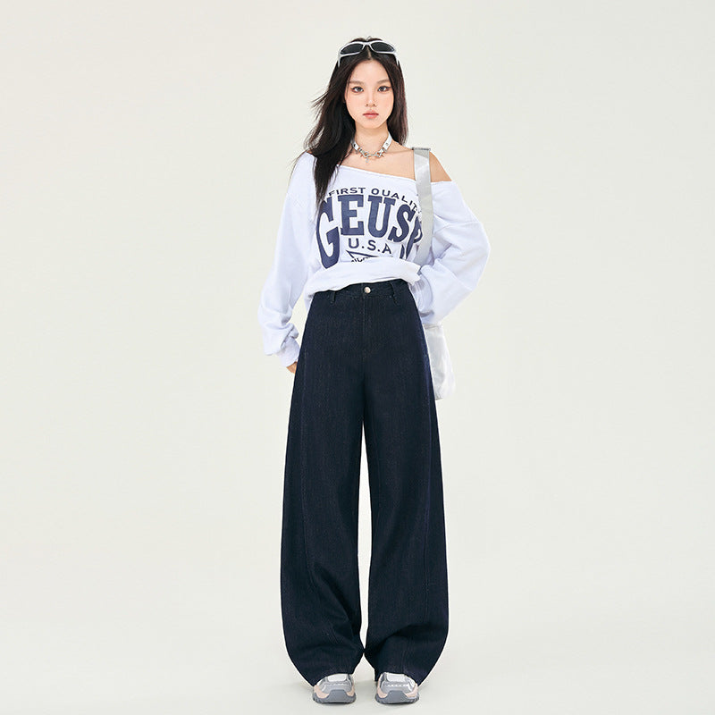 Front Seam High Rise Baggy Jeans-INNBLAC Fashion Apparel