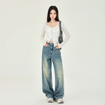 Front Seam High Rise Baggy Jeans-INNBLAC Fashion Apparel