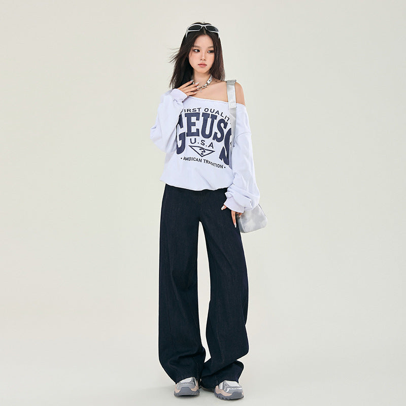 Front Seam High Rise Baggy Jeans-INNBLAC Fashion Apparel