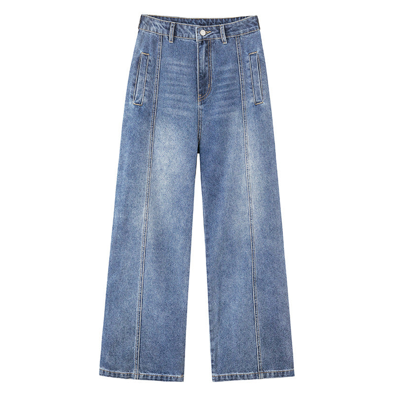 Front Seam Women's Straight Leg Jeans-INNBLAC Fashion Apparel