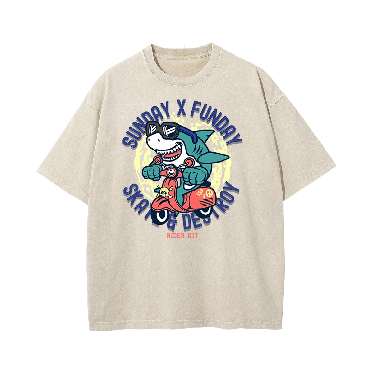 Funny Shark Riding Graphic Tee-INNBLAC Fashion Apparel