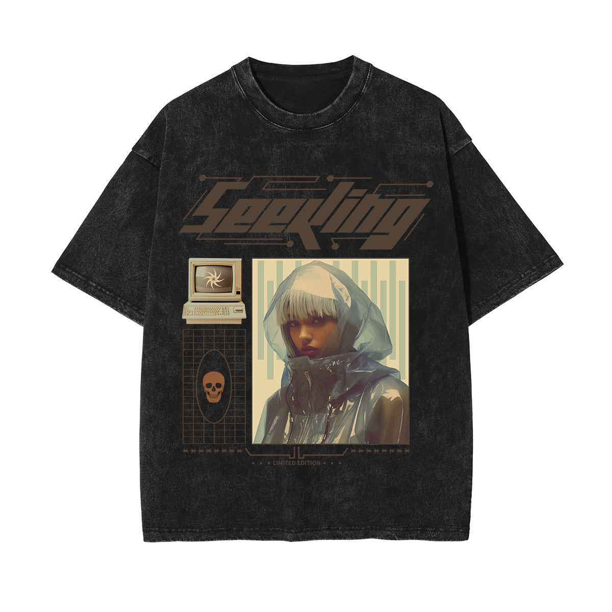 Girl Y2k Streetwear Graphic Washed Tee-INNBLAC Fashion Apparel