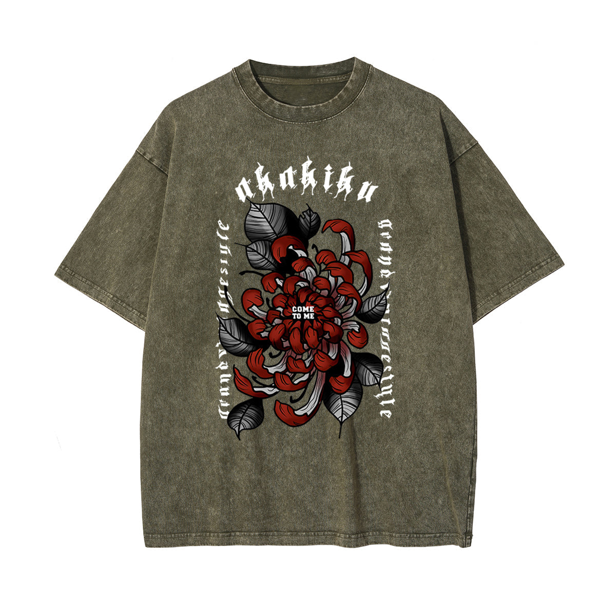 Gothic Flower Graphic Washed Tee-INNBLAC Fashion Apparel