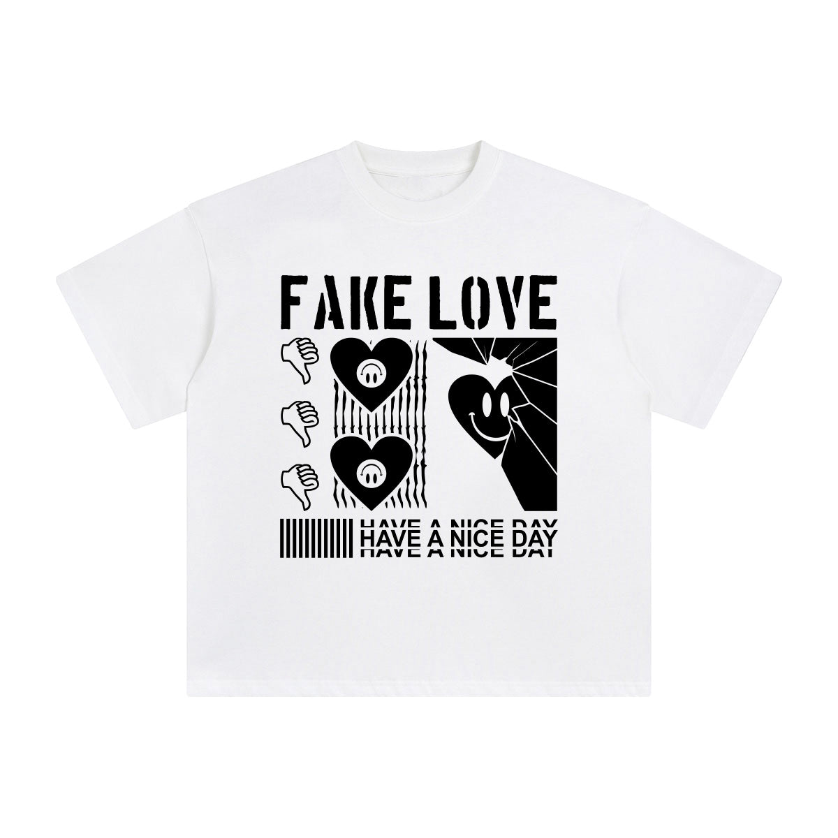 Heart Shaped Emoji Abstract Graphic Tee-INNBLAC Fashion Apparel