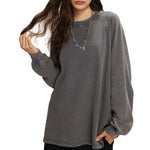 Women's Heavyweight Waffle-knit Long Sleeve T Shirt-INNBLAC Fashion Apparel