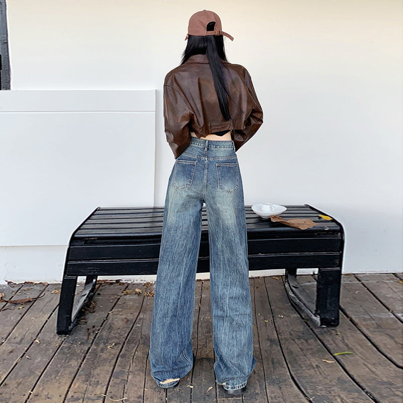 Hem Ripped Whiskers Jeans-INNBLAC Fashion Apparel
