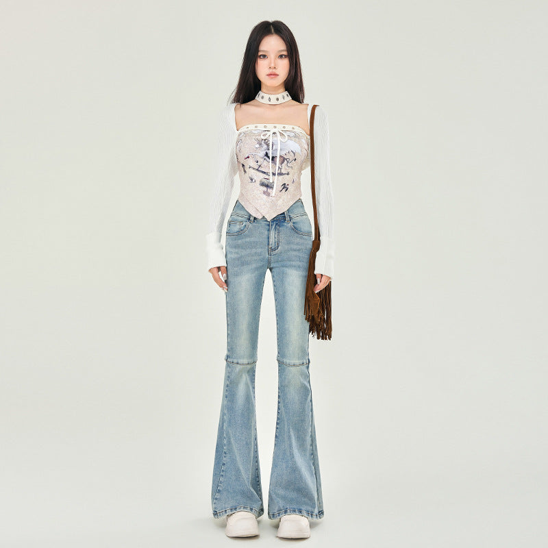 Stretch High Rise Skinny Flare Jeans-INNBLAC Fashion Apparel