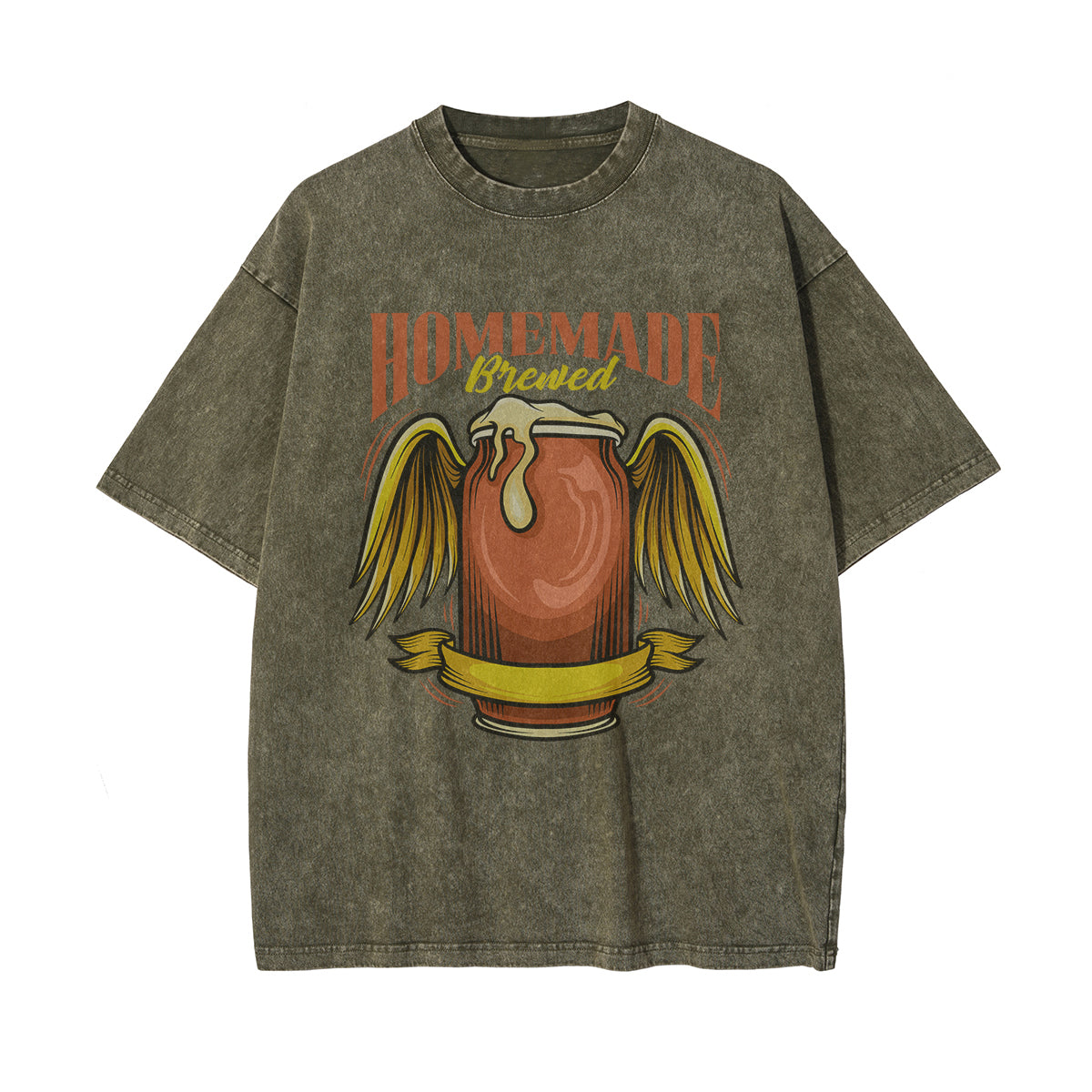 Homemade Brewed Stone Wash Graphic Tee-INNBLAC Fashion Apparel