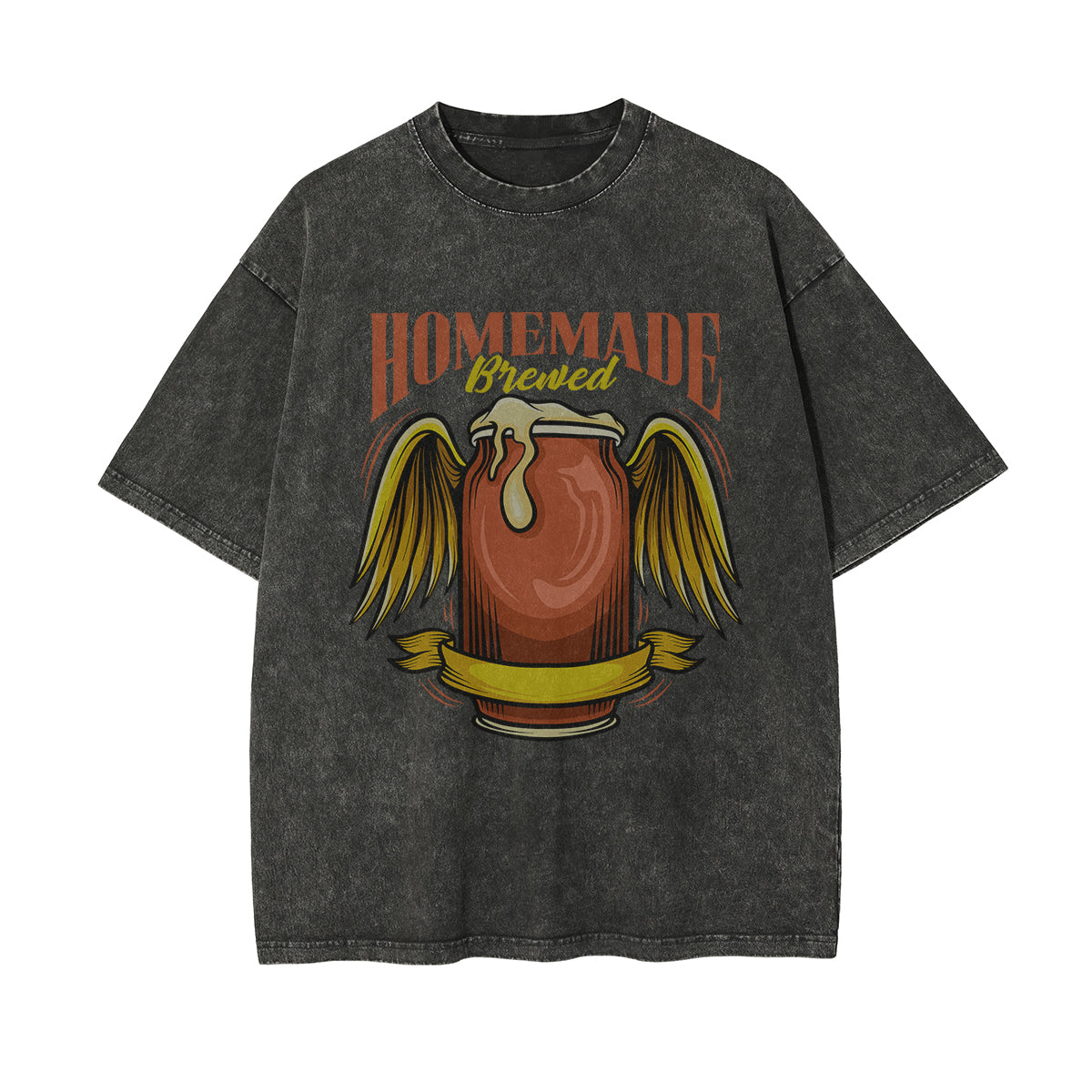 Homemade Brewed Stone Wash Graphic Tee-INNBLAC Fashion Apparel