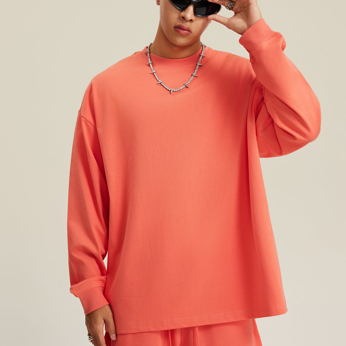 Solid Color Crew Neck Sweatshirt-INNBLAC Fashion Apparel