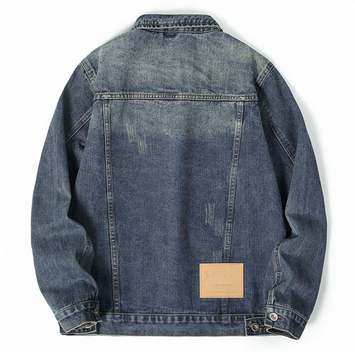 Stamp Denim Trucker Jacket-INNBLAC Fashion Apparel