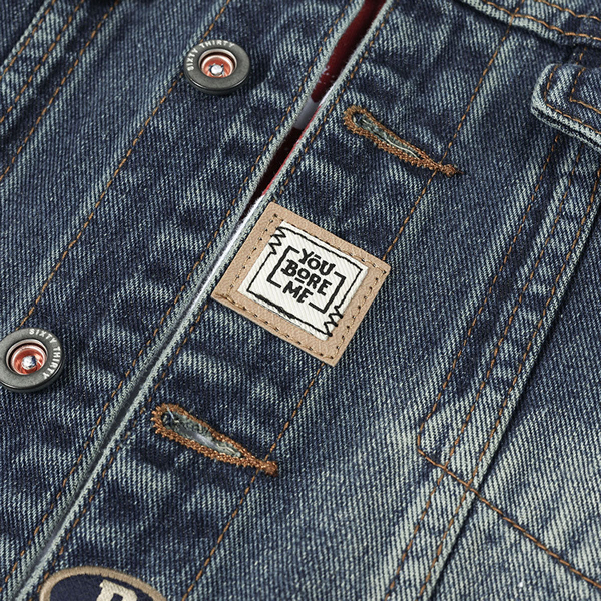 Stamp Denim Trucker Jacket-INNBLAC Fashion Apparel