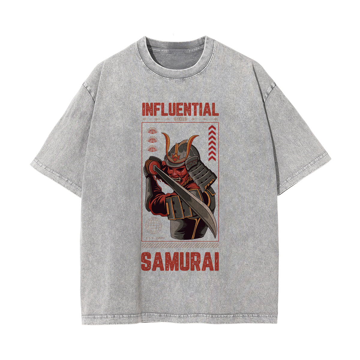 Influential Samurai Graphic Washed Tee-INNBLAC Fashion Apparel