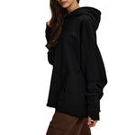 Women's Raw Edge Hem Thumb Holes Hoodie-INNBLAC Fashion Apparel