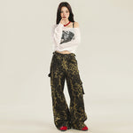 Leopard Printed Straight Leg Cargo Pants-INNBLAC Fashion Apparel