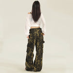 Leopard Printed Straight Leg Cargo Pants-INNBLAC Fashion Apparel
