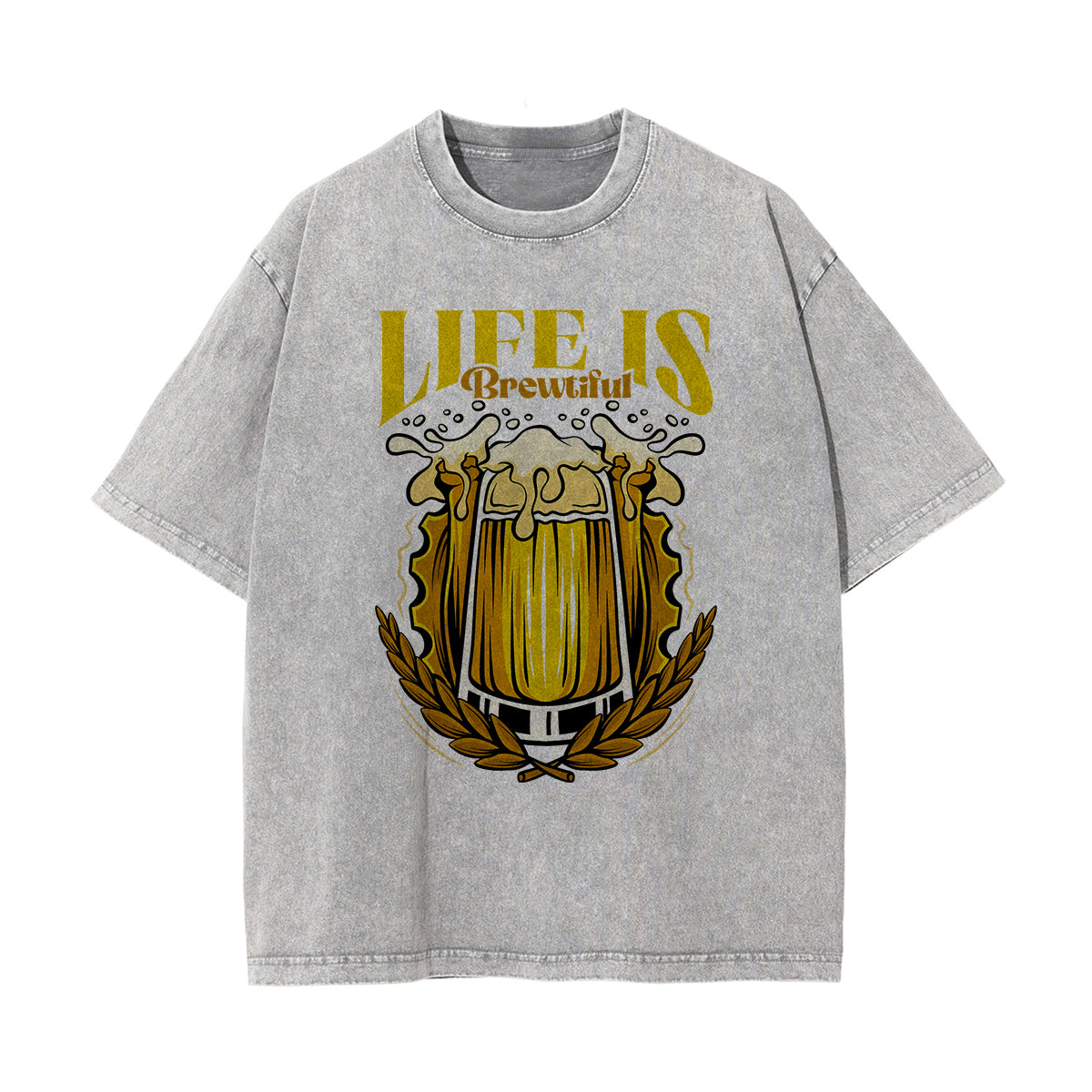 Life is Brewtiful Graphic Washed Tee-INNBLAC Fashion Apparel