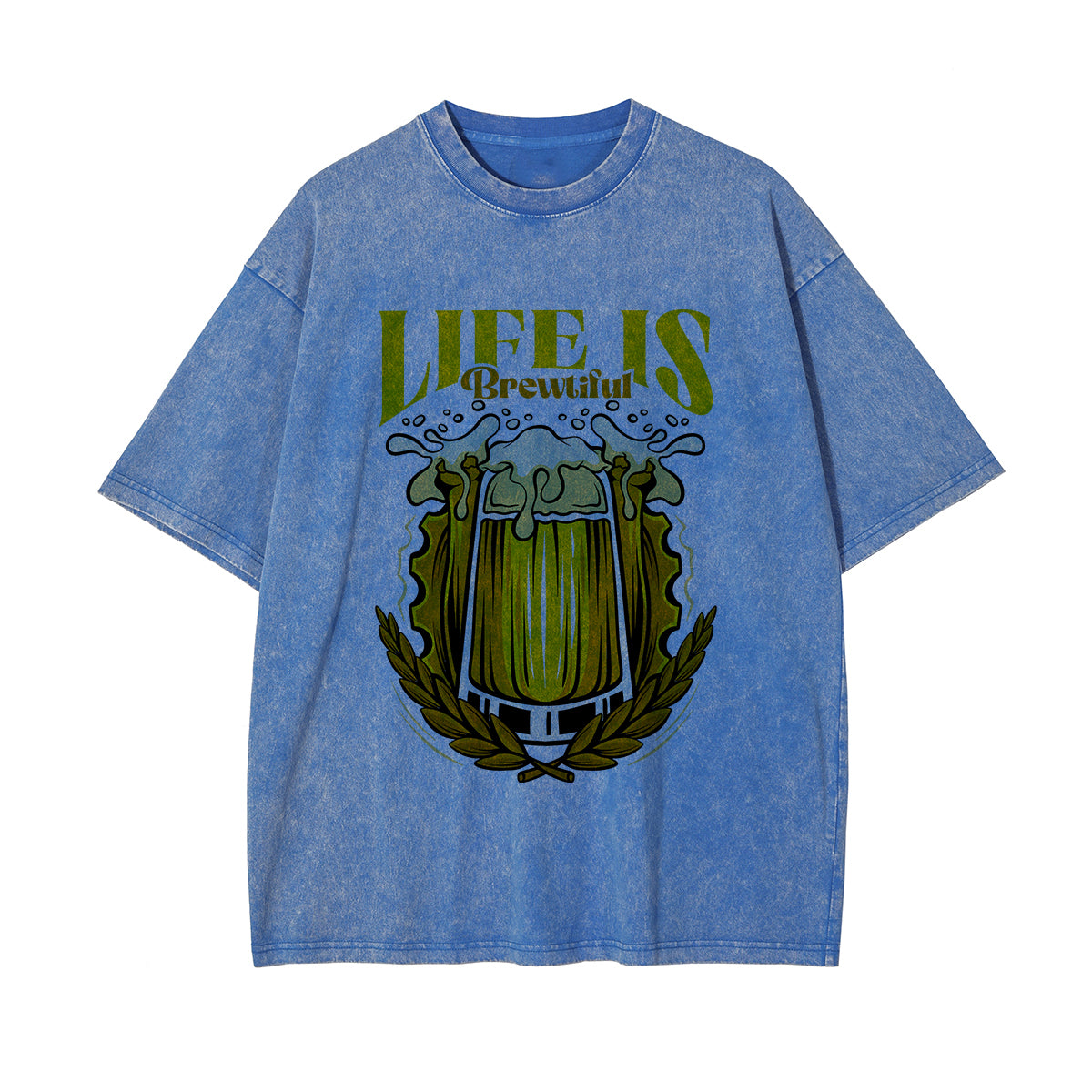 Life is Brewtiful Graphic Washed Tee-INNBLAC Fashion Apparel