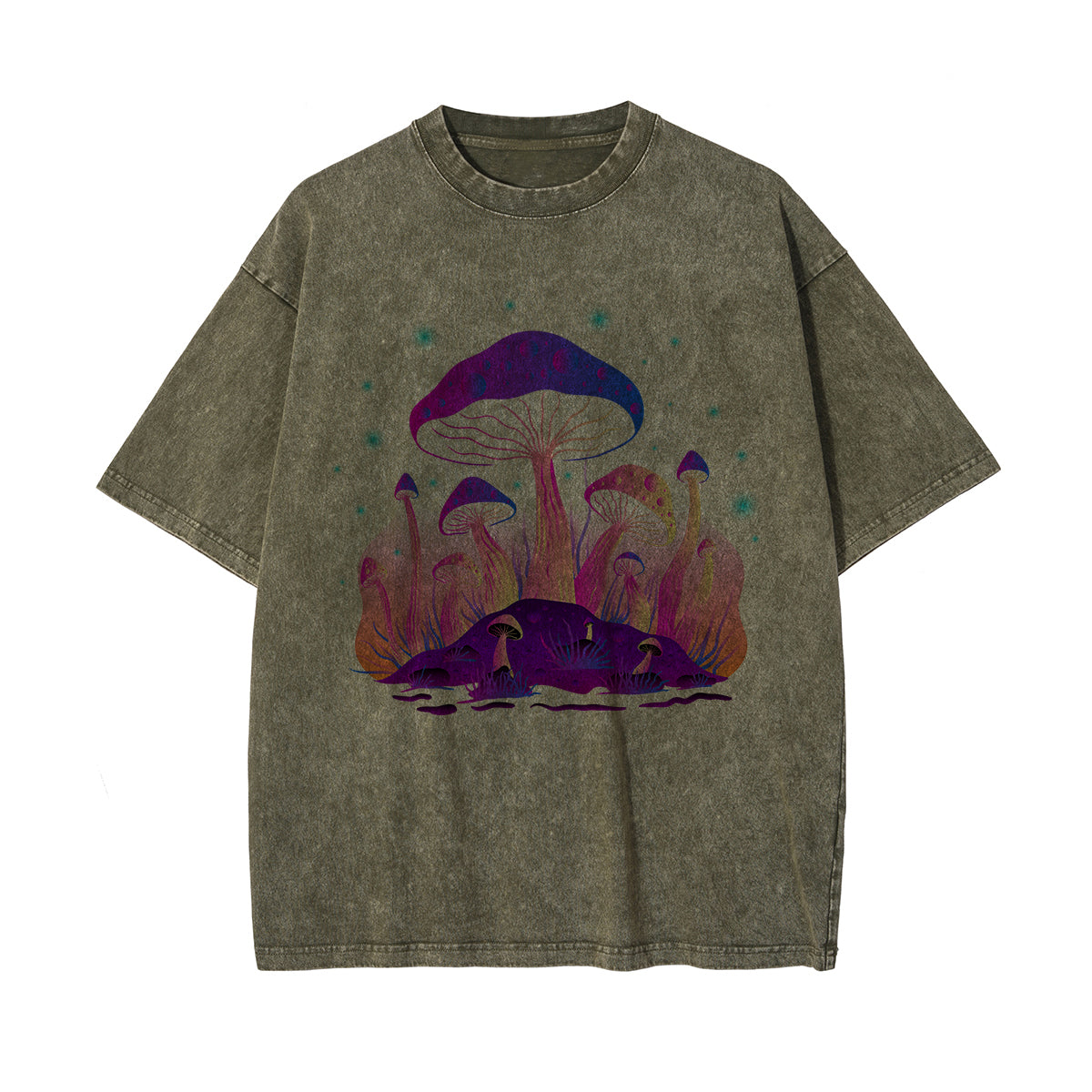 Lovely Mushroom Washed Graphic Tee-INNBLAC Fashion Apparel