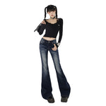 Low Rise Faded Skinny Flare Jeans-INNBLAC Fashion Apparel