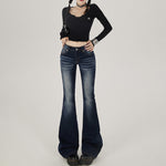Low Rise Faded Skinny Flare Jeans-INNBLAC Fashion Apparel