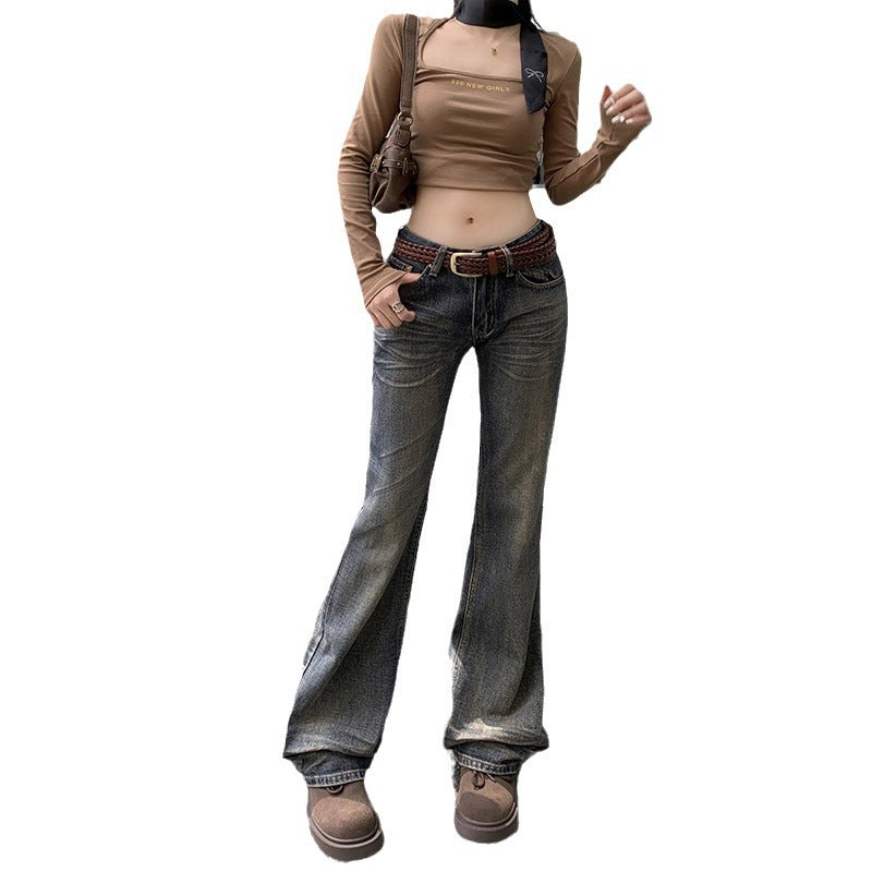 Low Rise Washed Whiskers Jeans-INNBLAC Fashion Apparel
