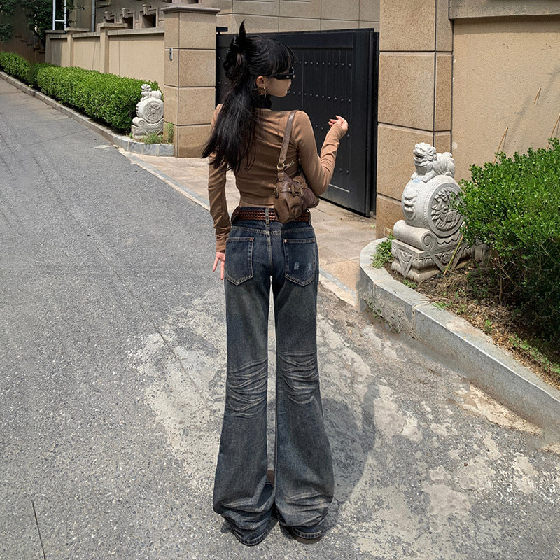 Low Rise Washed Whiskers Jeans-INNBLAC Fashion Apparel