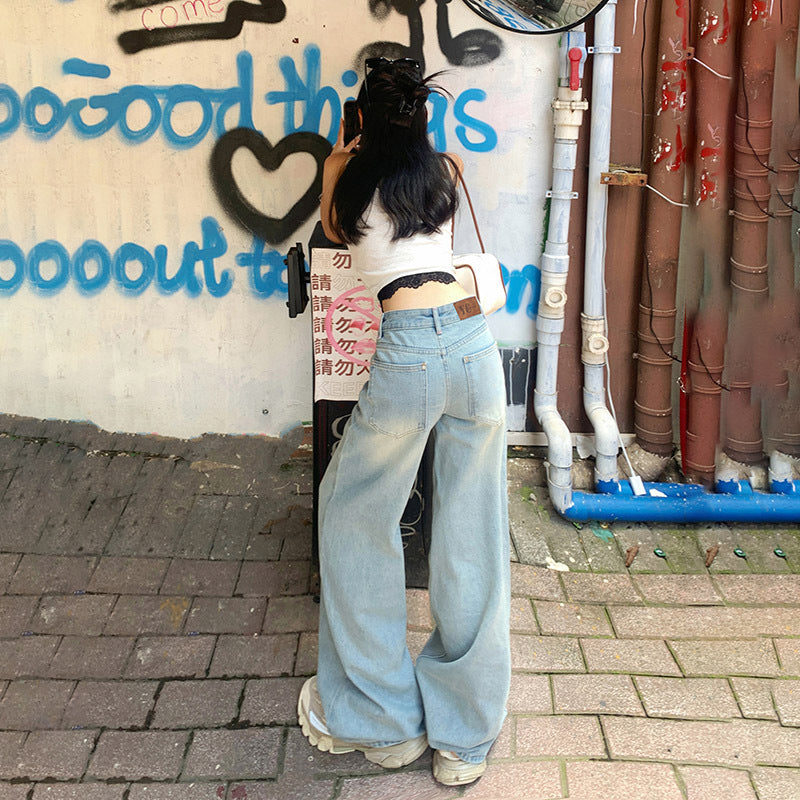 Low Rise Faded Wide Leg Jeans-INNBLAC Fashion Apparel