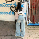 Low Rise Faded Wide Leg Jeans-INNBLAC Fashion Apparel