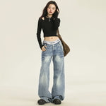 Low Rise Straight Leg Jeans-INNBLAC Fashion Apparel
