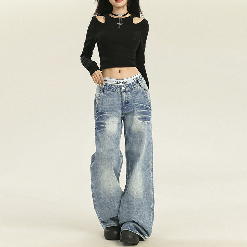 Low Rise Straight Leg Jeans-INNBLAC Fashion Apparel
