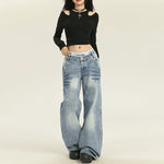 Low Rise Straight Leg Jeans-INNBLAC Fashion Apparel