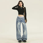 Low Rise Straight Leg Jeans-INNBLAC Fashion Apparel