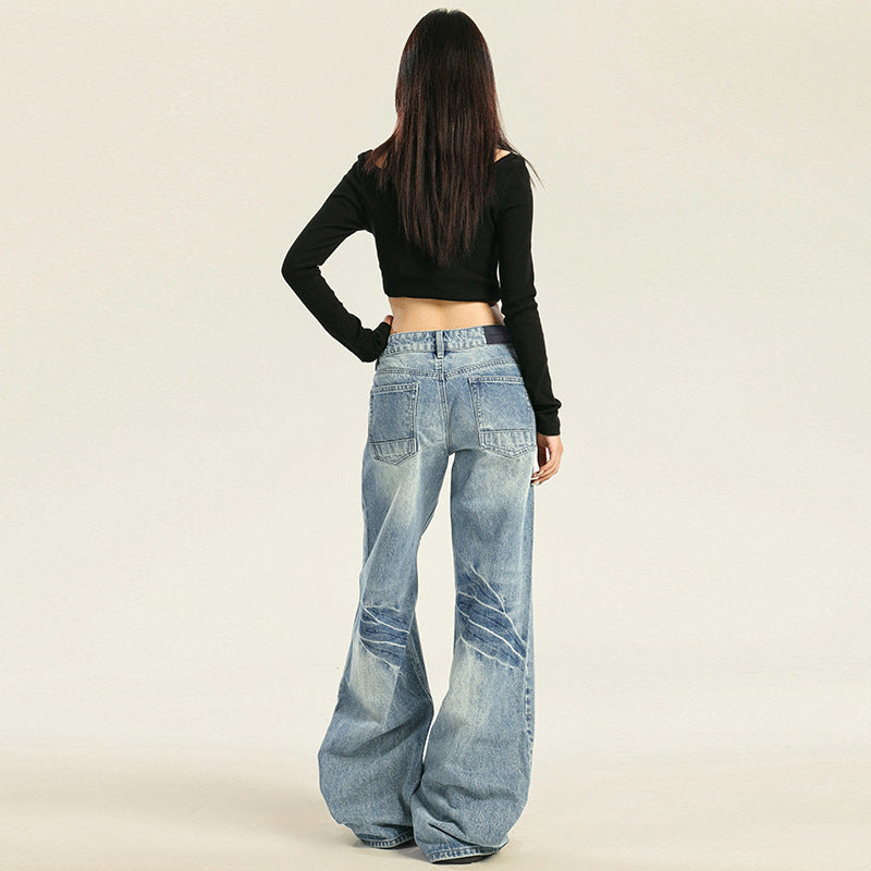 Low Rise Straight Leg Jeans-INNBLAC Fashion Apparel