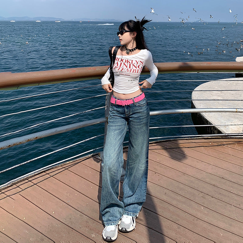 Low Rise Straight Leg Jeans-INNBLAC Fashion Apparel
