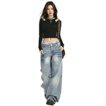 Low Rise Straight Leg Jeans-INNBLAC Fashion Apparel